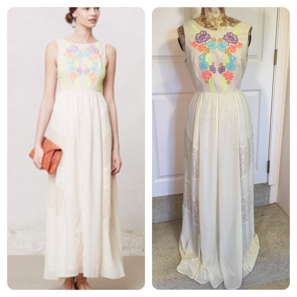 Anthropologie Champagne & Strawberry Neon Bloom